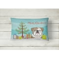 thumbnail image 2 of Carolines Treasures BB1591PW1216 Christmas Tree and English Bulldog Canvas Fabric Decorative Pillow, 12H x16W,, 2 of 3