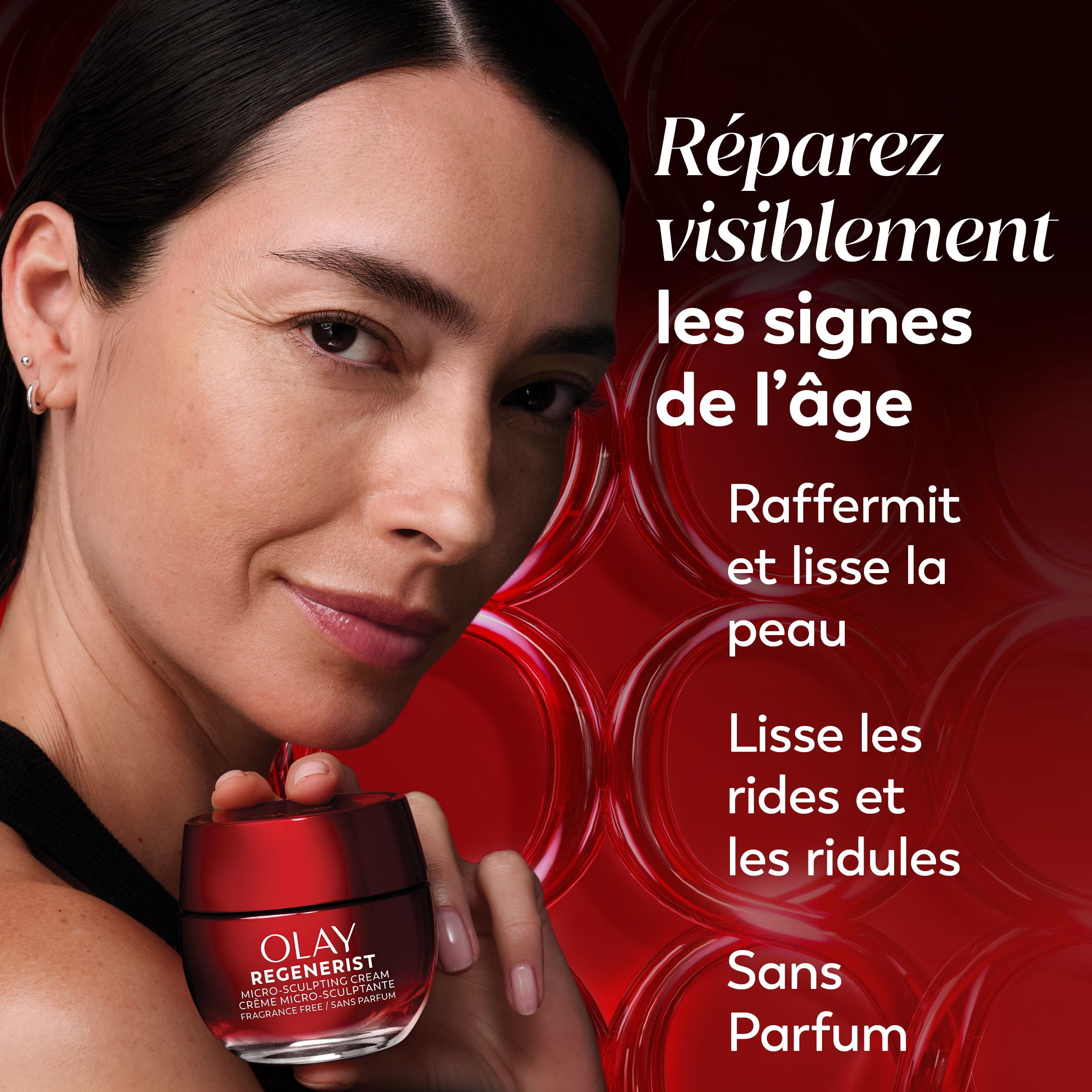 Crème pour le visage Olay, crème microsculptante hydratante pour le visage Regenerist, sans parfum – Hydratant, anti-âge, anti-rides, soins de la peau – Acide hyaluronique, niacinamide 50 mL