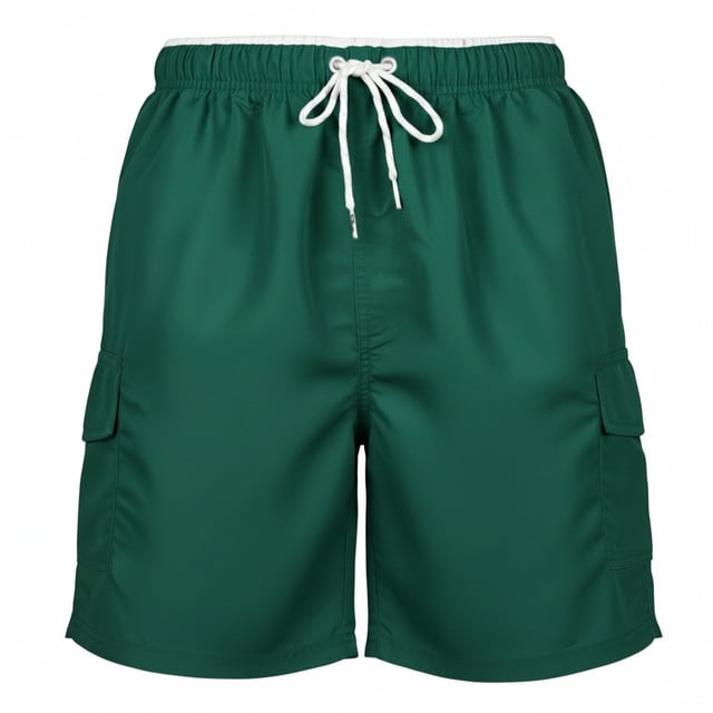 Traje de Baño Deportivo Wilson para Hombre Tipo Cargo Bolsas Laterales Jareta Ajustable Color Verde Talla G
