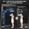 thumbnail image 3 of Veken Wide Rain Shower Head with 6 Modes Handheld Water Spray,High Pressure Showerhead Combo with Arm for Bathroom Accessories,Home Decor Detachable Dual Shower with Anti-Clog Nozzles,Silver Chrome, 3 of 7