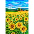 thumbnail image 2 of ABPHOTO 5x7ft Photography Backdrop Rural Village Sunflowers Blue Sky Oil Painting Photo Background Backdrops, 2 of 4