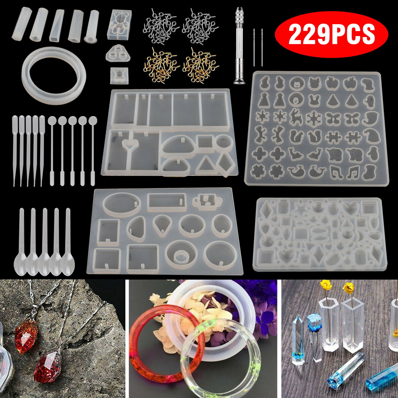 20pcs Silicone Resin Casting Molds Epoxy Kit Jewelry Making Pendant DIY Craft
