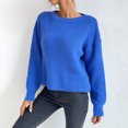 thumbnail image 4 of GigrtiJin Women's Sweater Long Sleeves Causal Crewneck Solid Color Sweaters Warm Comfy Pullover Blouses Tops, 4 of 5