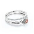 thumbnail image 2 of Infinity Loop 1.00 Carat Round Cut Morganite Engagement Ring, Twisted Wedding Band in 925 Sterling Silver With 18k White Gold Plating, Bridal Set, Matching Band, Anniversary, 2 of 3