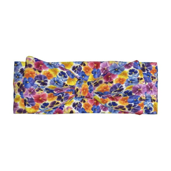 Balery The Garden Tricolor Pansy Flower Pattern Baby Headbands Hairbands Hair Bow Elastics for Baby Girls Newborn Infant Toddlers Kids