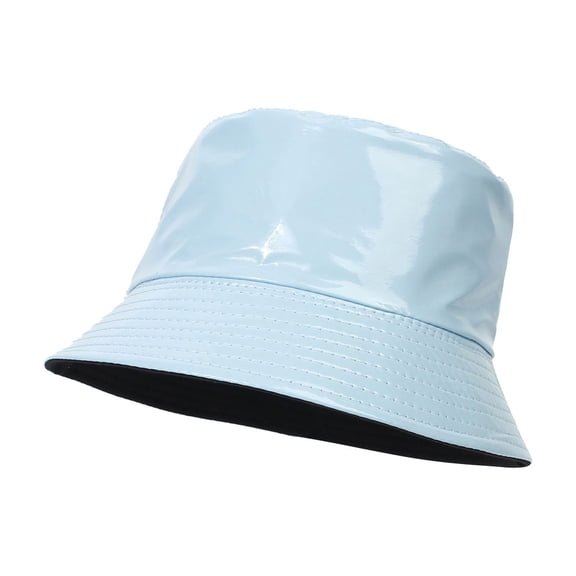 Blue Bucket Hats Bright Leather Color Double Fisherman's Hat Women's Outdoor Sun Basin Hat Foldable Travel Hat Men Multicolor Optional