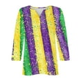 thumbnail image 4 of Gamivast Mardi Gras Shirts for Women Letter Graphic 3/4 Sleeve Carnival Blouses Carnival Party Crew Neck Tunic Tshirt Happy Mardi Gras Day Outfits, 4 of 6