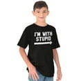 thumbnail image 5 of I'm With Stupid Classic Rude Insult Crewneck T Shirts Boy Girl Teen Brisco Brands L, 5 of 6