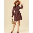 thumbnail image 3 of INSPIRE CHIC Women's Ruffle Neck Long Sleeve Smocked Floral A-Line Dress, 3 of 6