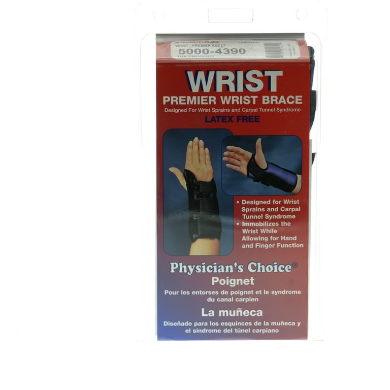 Premier Left Wrist Brace in Clamshell Packaging 