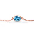 thumbnail image 3 of Gem Stone King 18K Rose Gold Plated Silver Swiss Blue Topaz Solitaire Bracelet for Women (1.00 Cttw, Oval Cut 7x5mm), 3 of 6