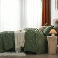thumbnail image 4 of Flymme 7 Pieces King Comforter Sets Dark Green Bed in a Bag Boho Bed Set Geometric Embroidery Shabby Chic Bedding with Sheets, Pillowcases & Shams, 4 of 8