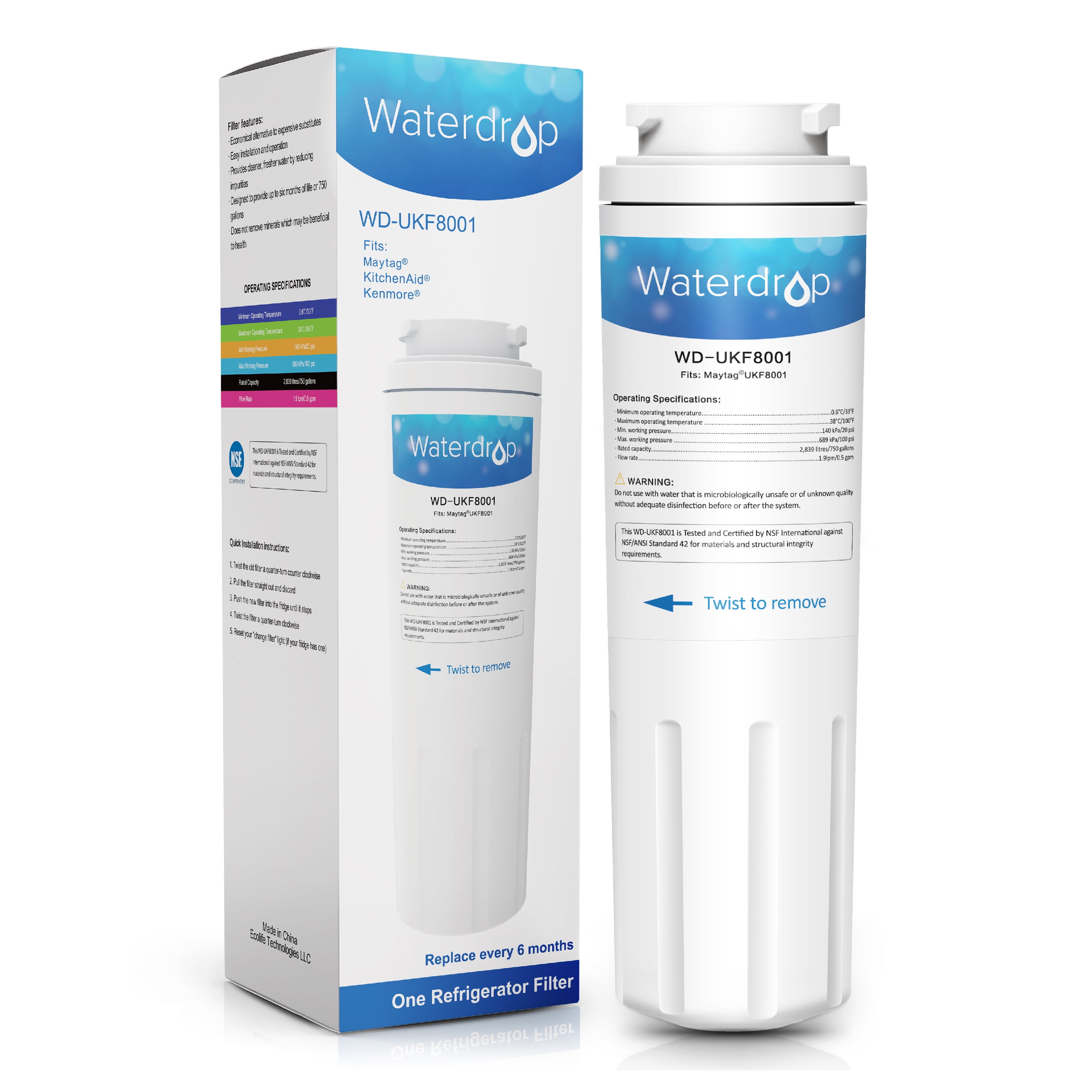 Maytag UKF8001, Whirlpool Filter 4 Compatible Refrigerator Water Filter