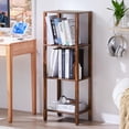 thumbnail image 3 of LELELINKY 4-Tier Tall Wooden Bookshelf with Storage, Industrial Modern Bookcase for Small Spaces, Living Room, Brown, 3 of 7