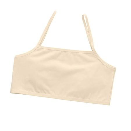 Bras For Girls 8-10 Crop Cami Training Bras for Girls with Adjustable Straps Cotton Seamless Bra for Girls & Teens Beige 8-12 Years