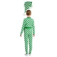 thumbnail image 3 of iiniim Girls Christmas Candy Cane Performance Kids Striped Jumpsuit Dance Skating Leotard with Hat Green 12, 3 of 7