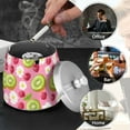 thumbnail image 4 of Yayeee Ashtray with Lid for Cigarette Smokeless Stainless Steel Home Ash Holder, Floral Raspberries, 4 of 7