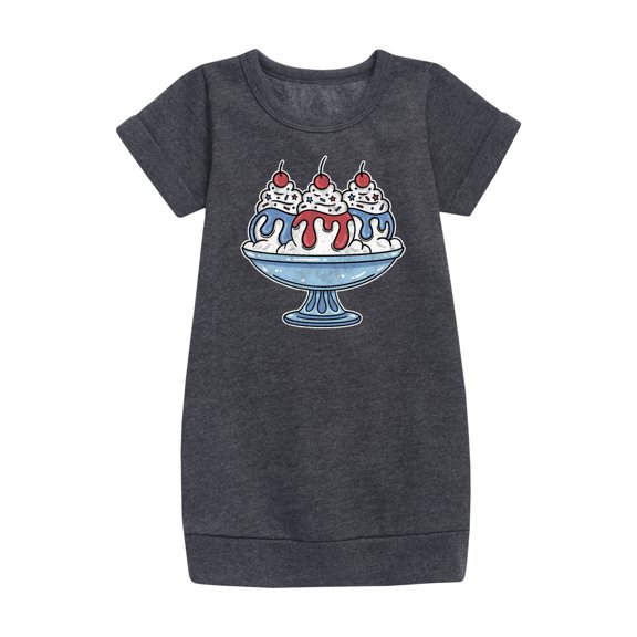 Instant Message - Americana - Red, White, & Blue Ice Cream Sundae - Toddler & Youth Girls Fleece Dress