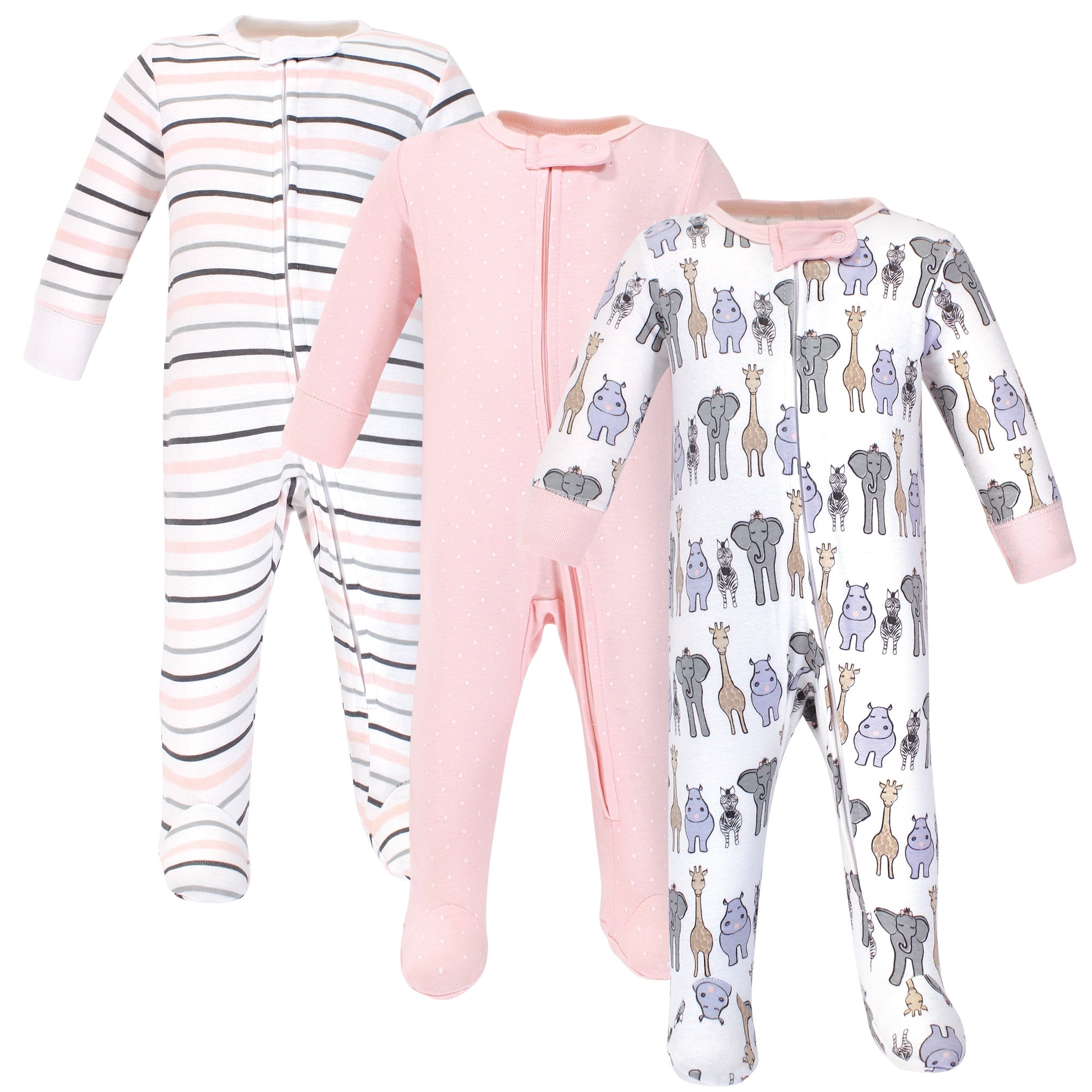 Hudson Baby Hudson Baby Baby Girl Cotton Sleep and Play, 3pc