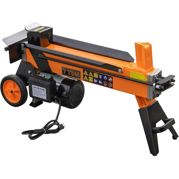 PPOLB 7 Ton Electric Log Splitter, Portable Hydraulic Firewood Splitting with 15Amp Motor for Home Heating & Outdoor Use, Compact Horizontal Power Wood Splitters Machine for Backyard, Garage, Cabin-O