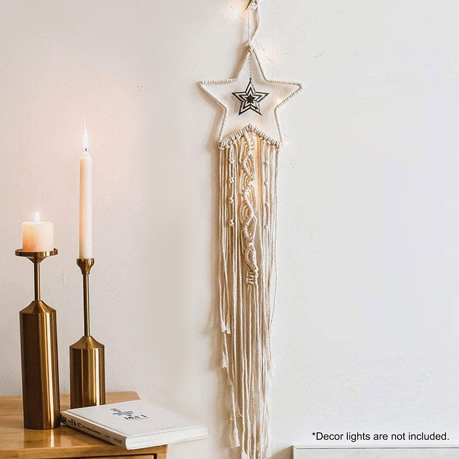 57inch Hand-Woven Macrame Wall Hanging Tapestry, TSV Beige Cotton Modern Boho Bohemian Woven Wall Art Tapestry DIY Decor for Home Room Nursery Decorations Wall Ornament - Gift for Friends