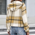 thumbnail image 4 of Flannel Jacket for Women Trendy Fleece Lined Button Down Plaid Shacket Long Sleeve Hooded Jackets Fall Winter Pocket Coat, 4 of 5