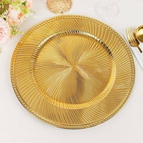 BalsaCircle 6 Gold Round 13 in Swirl Acrylic Charger Plates Metallic Design Beaded Rim Party Decorations