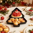 thumbnail image 5 of Hometravel Christmas Tree Shaped Snack Tray, 3-Compartment Fruit and Food Server, Festive Holiday Party Platter for Gatherings, Celebrations, Daily Use, 5 of 6