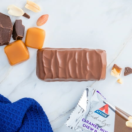 Atkins Endulge Caramel Nut Chew Bar, Dessert Favorite, Low Sugar, Good Source of Fiber, 6/10 Count (Value Pack)