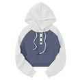 thumbnail image 4 of Hoodies for Women, Yigetop Womens Oversized Solid Color Sweatshirts Pullover Lapel Women's Loose Casual Hoodie Short Sweatshirts Hoodies Y2K Navy S, 4 of 5