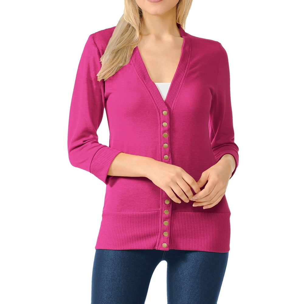 ClothingAve ClothingAve. Womens 3/4 Sleeve Snap Button Sweater