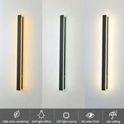 LITOM Outdoor Modern Wall Light, LED Wall Sconce Fixture, Rectangular Black Shell Wall lamp, Elegant Frosted, IP65, Anti Rust, for Porch, Background Wall, 1 Pack