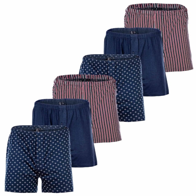 YOURBASICS Calzoncillos de punto para Hombre, paquete de 3 - algodón, abertura con botones, patrón, paquete múltiple AzulMix 2XL (XX-Large)