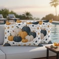 thumbnail image 4 of Blue Yellow Fall Outdoor Waterproof Pillow Covers, Pumpkins Maple Leaf Thanksgiving Decorative Rectangle Throw Pillowcase Sofa Cushion Sham for Patio/Couch/Chair, 20"x12" 2 Pack, 4 of 8
