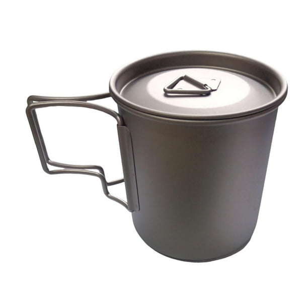 Olla de titanio para mochilero, taza de agua de titanio, botella, vajilla, té para acampar, taza de café para senderismo, senderismo, interior, exteri 420ML