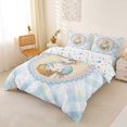 thumbnail image 3 of Erosebridal Cartoon Rabbit Duvet Cover Set for Kids Girls, Blue Eggs Plaid Bedding Full, Stars Reversible, 3pcs 1 Duvet Cover and 2 Pillowcases, No Comforter, 3 of 6