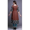 thumbnail image 4 of Bimba Teal Blue Geometric Artistic Floral & Scale Print Long Anarkali For Women Indian Kurti Casual Ethnic Tunic X-Small, 4 of 5