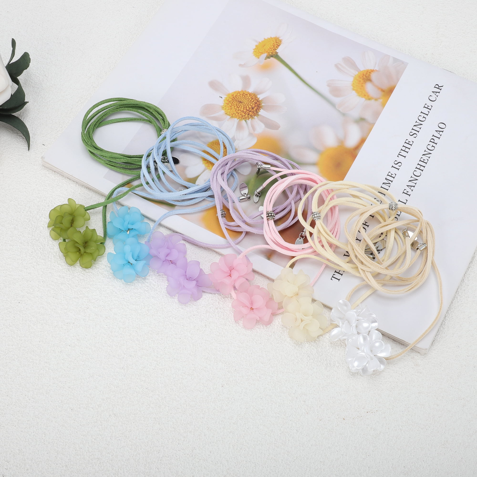Unique Bargains Adjustable Flower Straps Choker Purple [Adjustable Frosted Flower Straps]