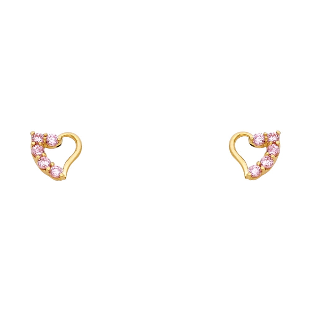 FB Jewels 14K Yellow Gold Butterfly Purple Cubic Zirconia CZ Womens Stud Earrings