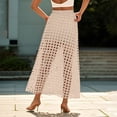 thumbnail image 4 of Gbsyewxs Womens Skirts Midi Skirt High Elastic Waist Hollow Out Layered Solid Color Beach Summer Women'S Skirts Beige, 4 of 6