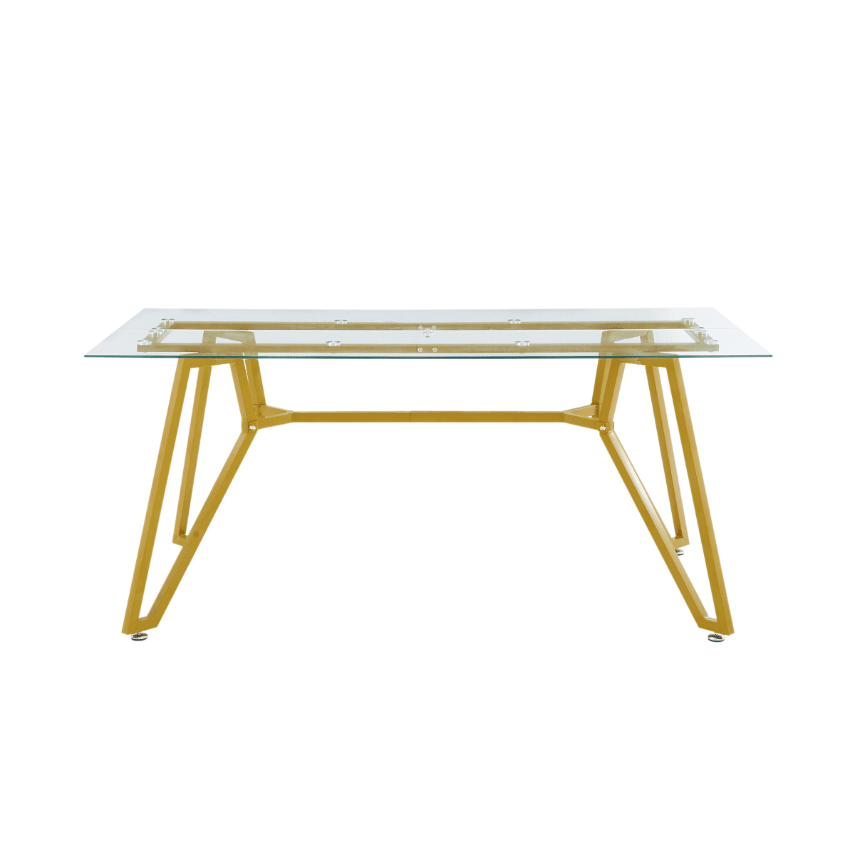 GZXS Modern Rectangular Glass Dining Table for 6-8 People, Clear