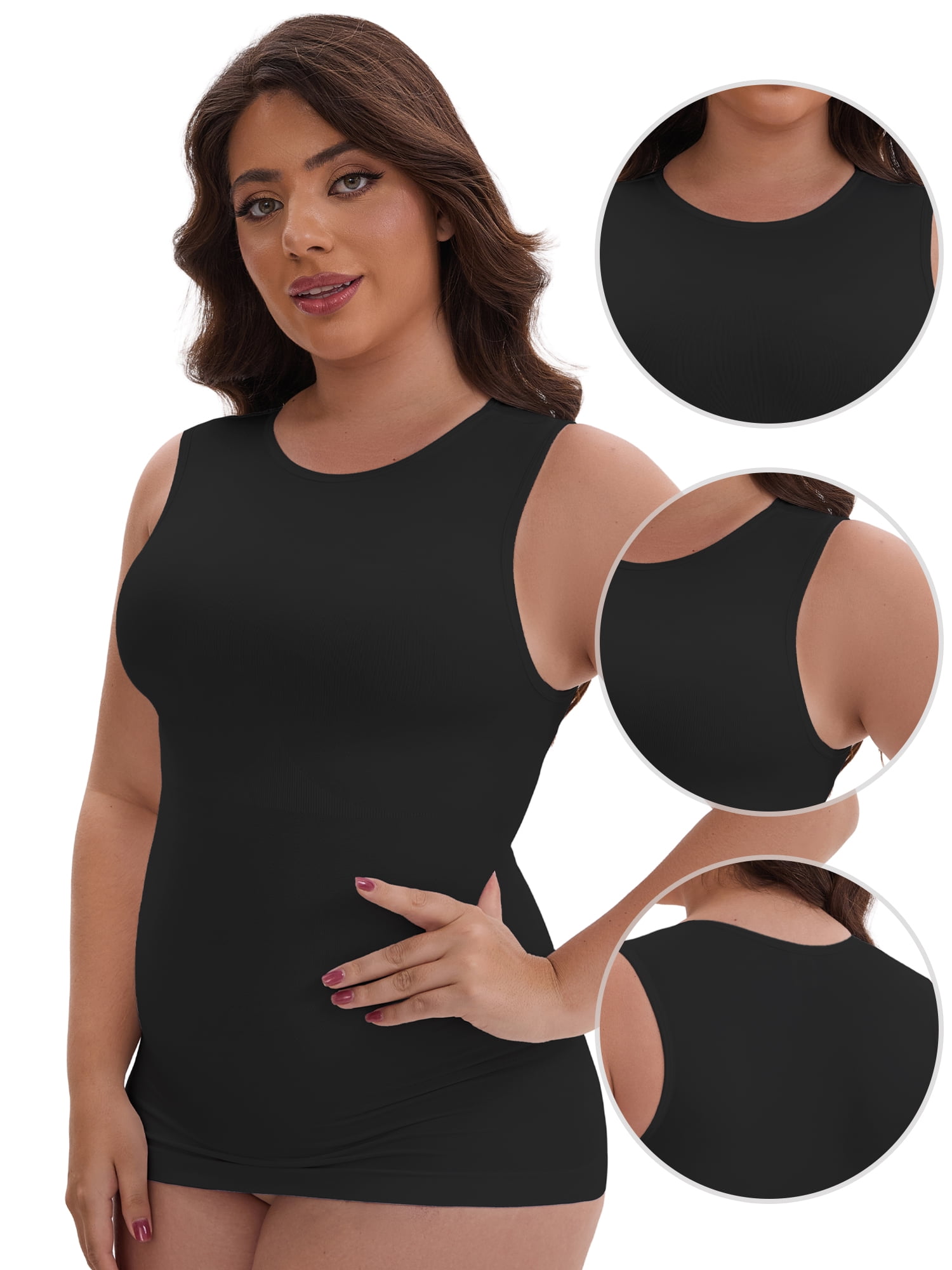 DARING DIVA Women's Soft Shapewear Tummy Control Tank Top Waist Control 3XL Black