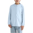 thumbnail image 5 of Penkiiy Girls Boys Rash Guard UPF 50 + Camisas de natación Protección solar de manga larga Capucha Niños Pesca Playa Camisa de deportes acuáticos. 11 años luz azul, 5 of 5