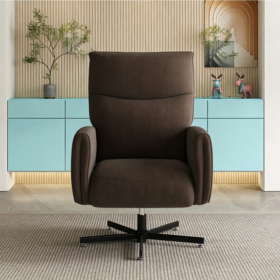 Power Swivel Recliner Chair with USB & Type-C Charging - Electric Reclining 360° Swivel Velvet Upholstered Accent Chair for Home Office & Living Room, Easy Assembly, Coffee