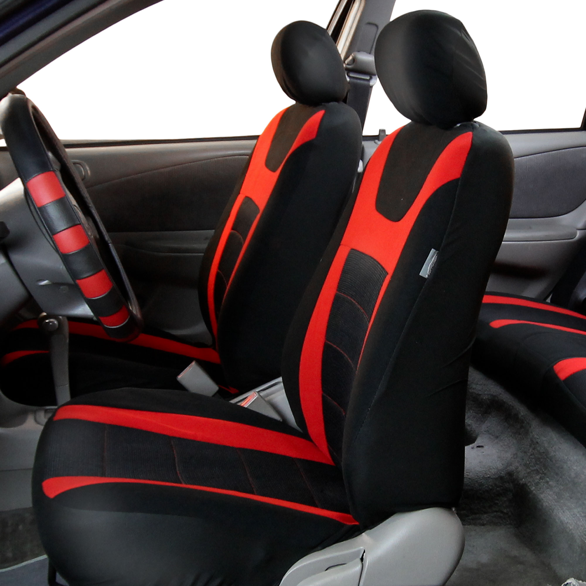 FH Group Red 3D Air Mesh Front Set Car Seat Cover with Air Freshener - image 2 of 3
