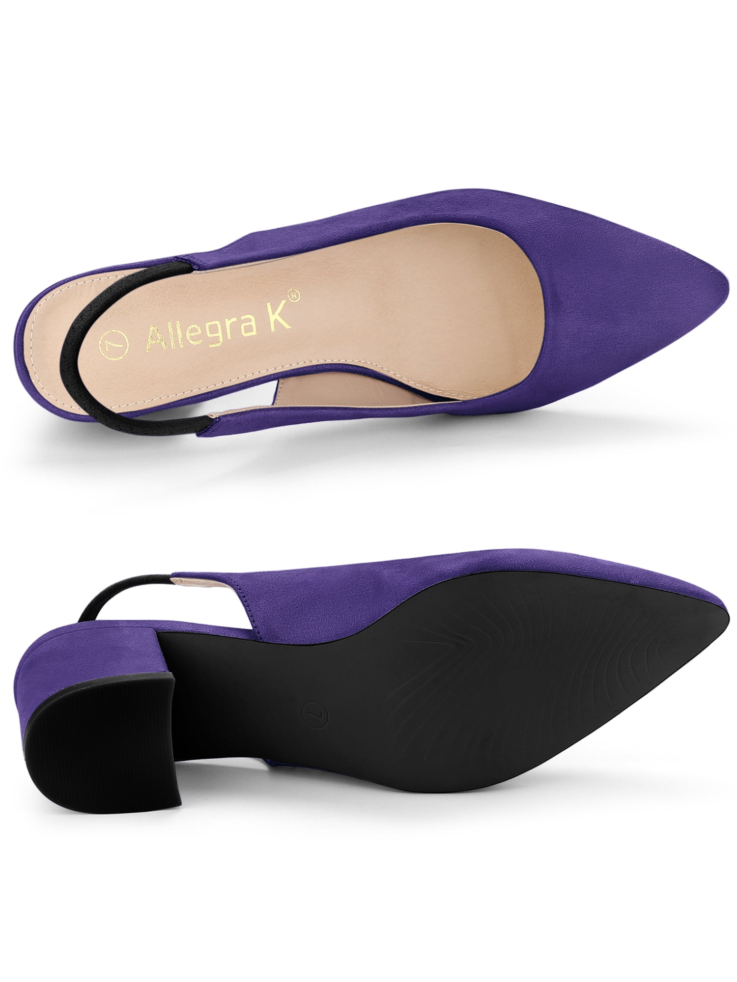DARING DIVA Women's Pointed Toe Block Heel Pumps Leopard Slingback Heels Purple 9