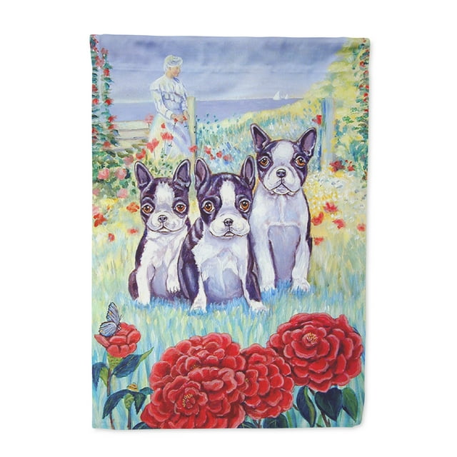 Carolines Treasures 7005GF Boston Terrier Trois dans une Rangée Drapeau Jardin Taille