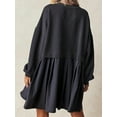 thumbnail image 4 of Women Oversized Sweatshirt Dress Long Sleeve Color Block Pullover Tops Flowy Pleated Mini Dress, 4 of 5