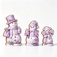 thumbnail image 2 of Lilixerw Christmas Snowman Figurine Set of 3 Purple Plaid with Hats Scarves Christmas Tree for Shelf Mantel Holiday Seasonal Home Decoration, 2 of 6
