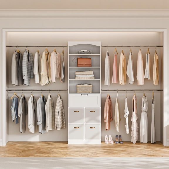 26.4"-152.4" W Closet System with Drawers and 4 Cube Racks